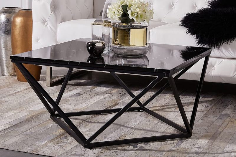 Kubsch Kaffebord Marmormønster - Svart - Møbler - Bord - Sofabord & salongbord