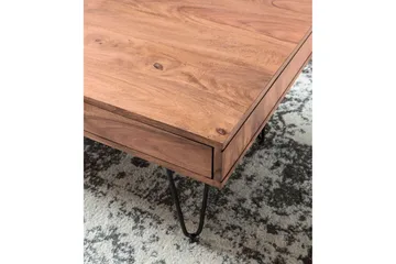 Langner Sofabord 60 cm med Oppbevaring 2 Skuffer + Hyller - Akacia/Svart - Møbler - Bord - Sofabord & salongbord - Sofabord med oppbevaring