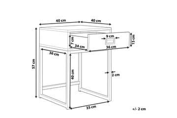 Largona 40 cm Firkantet Sofabord med Skuffer i Tre med Understell i Metall - Hvit - Møbler - Bord - Sofabord & salongbord
