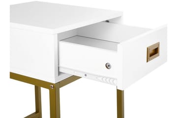 Largona 40 cm Firkantet Sofabord med Skuffer i Tre med Understell i Metall - Hvit - Møbler - Bord - Sofabord & salongbord