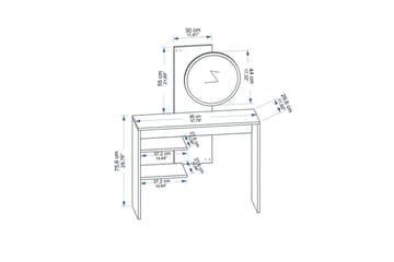 Laxman Sminkebord 96 cm - Blå/Antrasitt - Møbler - Bord - Sofabord & salongbord - Kistebord