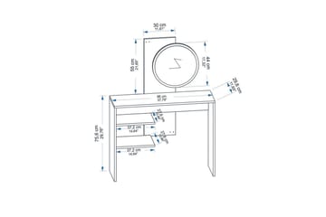 Laxman Sminkebord 96 cm - Blå/Antrasitt - Møbler - Bord - Sofabord & salongbord - Kistebord