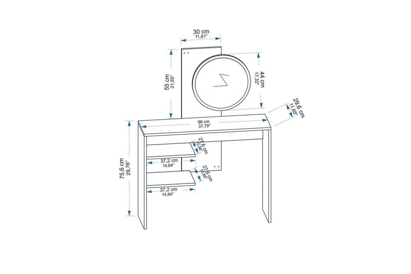 Laxman Sminkebord 96 cm - Blå/Antrasitt - Møbler - Bord - Sofabord & salongbord - Kistebord