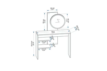 Laxman Sminkebord 96 cm - Blå/Hvit - Møbler - Bord - Sminkebord & toalettbord - Sminkebord med speil