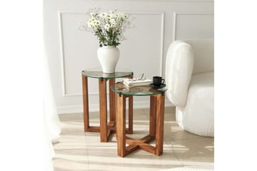 Liepene Settbord 50x40x50 cm Rundt - Brun - Møbler - Bord - Sofabord & salongbord