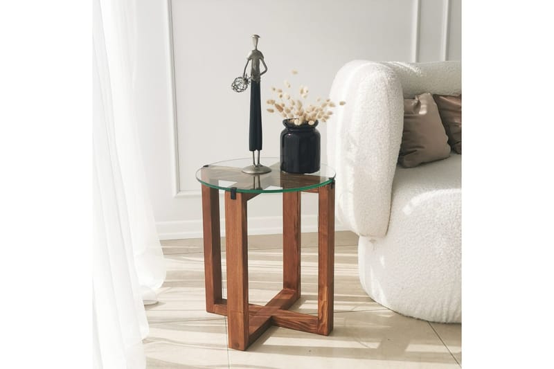 Liepene Settbord 50x40x50 cm Rundt - Brun - Møbler - Bord - Sofabord & salongbord