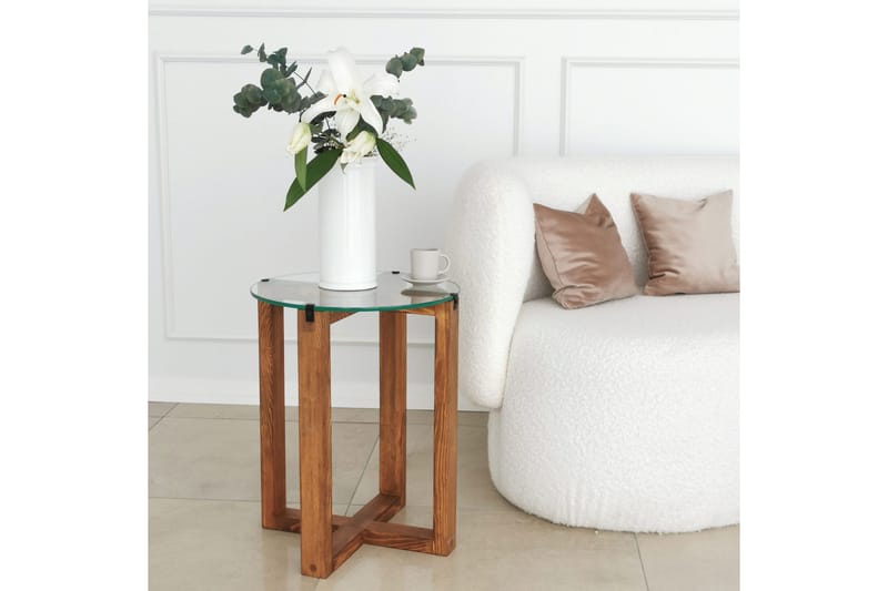 Liepene Settbord 50x40x50 cm Rundt - Brun - Møbler - Bord - Sofabord & salongbord