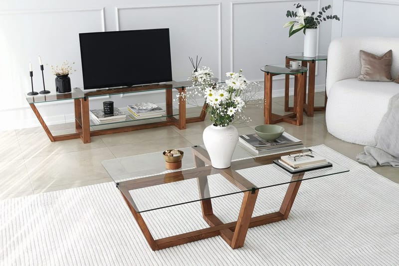 Liepene Sofabord 105x35x105 cm - Brun - Møbler - Bord - Sofabord & salongbord - Sofabord med oppbevaring