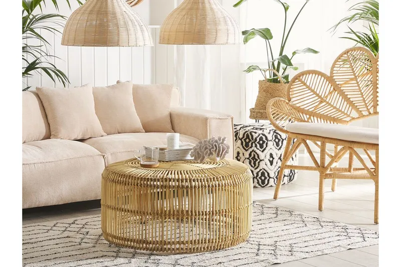 Limni Sofabord 84 cm - Rotting/Lyst Tre - Møbler - Bord - Sofabord & salongbord