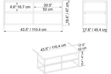 Lunnom Sofabord 110 cm med Oppbevaringshylle - Brun/Svart - Møbler - Bord - Sofabord & salongbord - Sofabord med oppbevaring