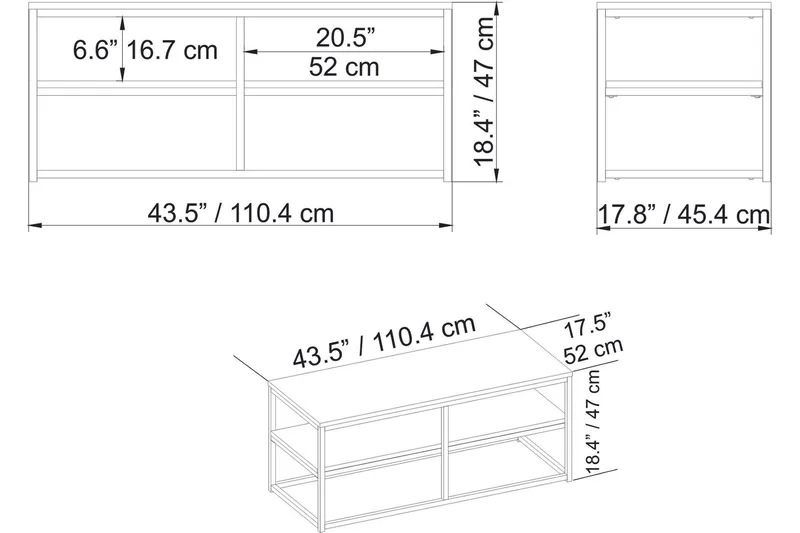 Lunnom Sofabord 110 cm med Oppbevaringshylle - Brun/Svart - Møbler - Bord - Sofabord & salongbord - Sofabord med oppbevaring