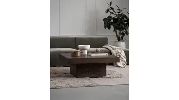 Sofabord Lunvik 130x70 cm - Brunlakkert og hvitpigmentert finish - Møbler - Bord - Sofabord & salongbord