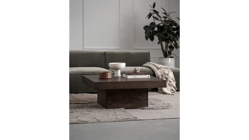 Sofabord Lunvik 130x70 cm - Brunlakkert og hvitpigmentert finish - Møbler - Bord - Sofabord & salongbord