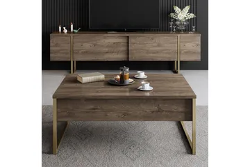 Luxe Soffbord 90x40 cm Brun/Gull - Hanah Home - Møbler - Bord - Sofabord & salongbord