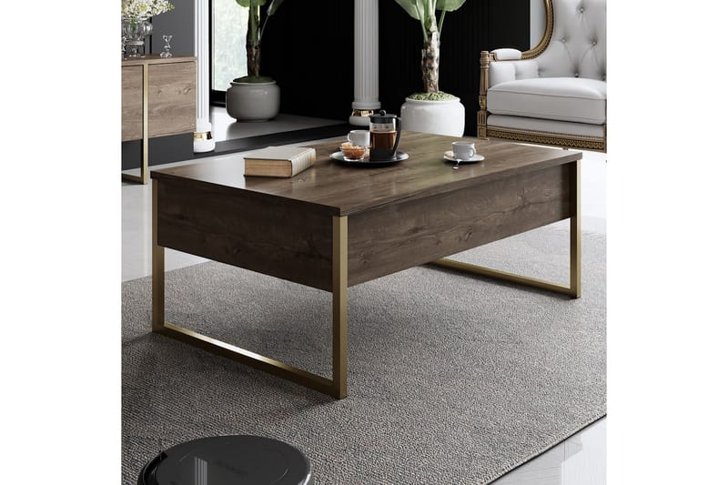 Luxe Soffbord 90x40 cm Brun/Gull - Hanah Home - Møbler - Bord - Sofabord & salongbord
