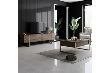 Luxe Soffbord 90x40 cm Brun/Gull - Hanah Home - Møbler - Bord - Sofabord & salongbord