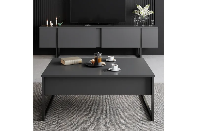Luxe Soffbord 90x40 cm Svart - Hanah Home - Møbler - Bord - Sofabord & salongbord