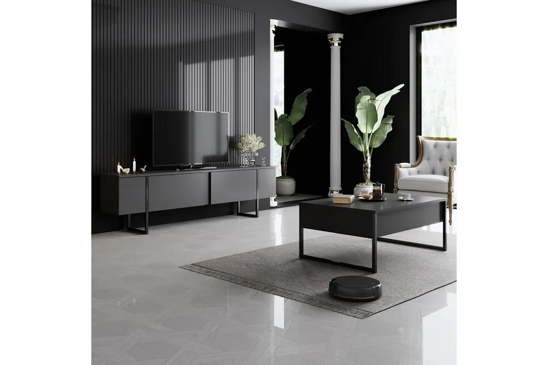 Luxe Soffbord 90x40 cm Svart - Hanah Home - Møbler - Bord - Sofabord & salongbord