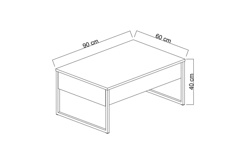 Luxe Soffbord 90x40 cm Svart - Hanah Home - Møbler - Bord - Sofabord & salongbord