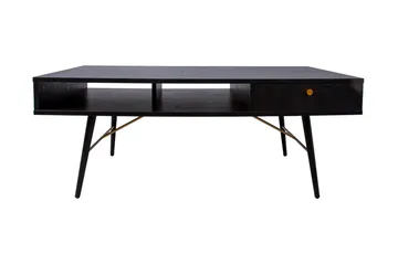Luxem Sofabord 115 cm med Oppbevaringsskuff + Hylle - Svart/Kobber - Møbler - Bord - Sofabord & salongbord - Sofabord med oppbevaring