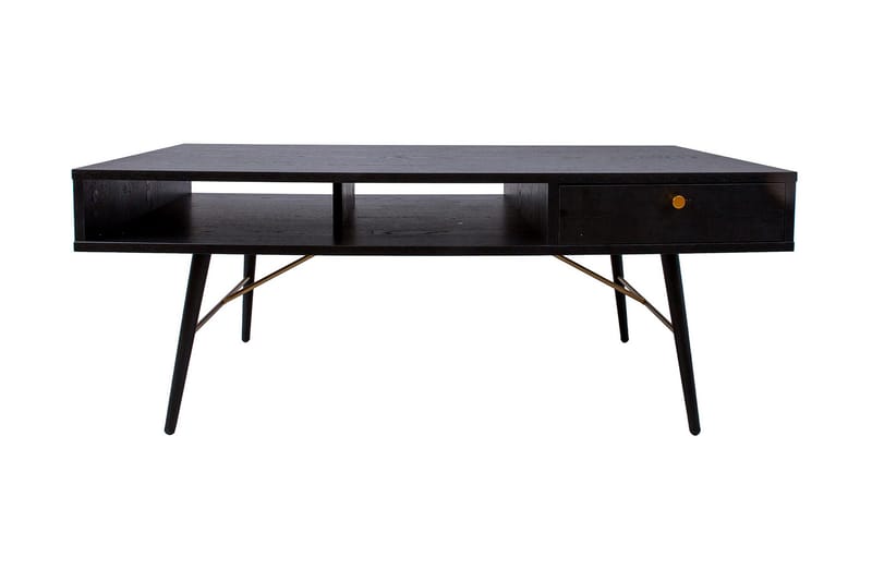 Luxem Sofabord 115 cm med Oppbevaringsskuff + Hylle - Svart/Kobber - Møbler - Bord - Sofabord & salongbord - Sofabord med oppbevaring