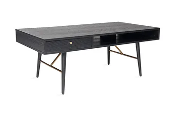 Luxem Sofabord 115 cm med Oppbevaringsskuff + Hylle - Svart/Kobber - Møbler - Bord - Sofabord & salongbord - Sofabord med oppbevaring