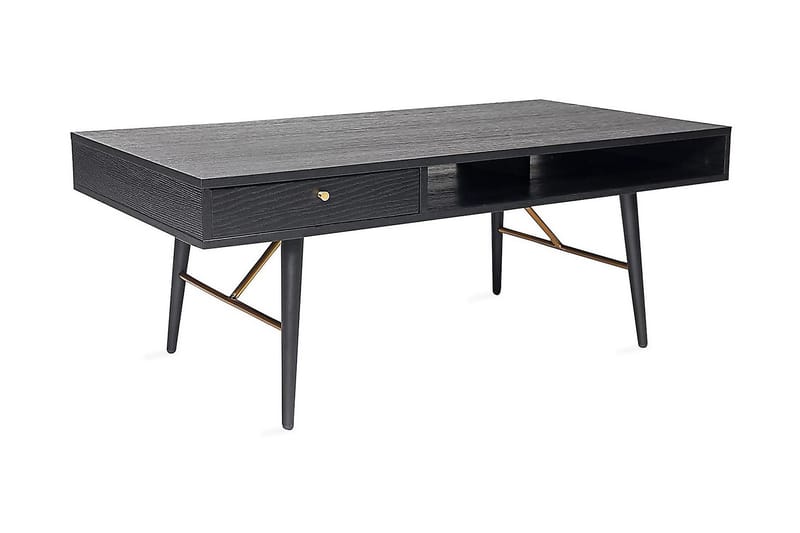Luxem Sofabord 115 cm med Oppbevaringsskuff + Hylle - Svart/Kobber - Møbler - Bord - Sofabord & salongbord - Sofabord med oppbevaring