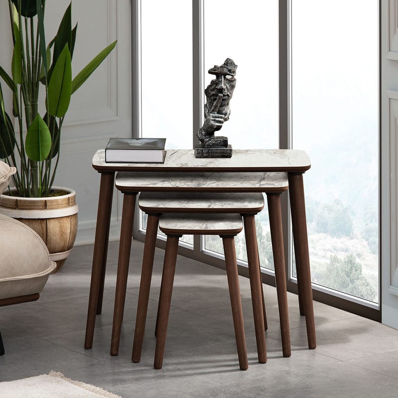 Lyvenn settbord 70 cm - Hvit - Møbler - Bord - Sofabord & salongbord - Kistebord