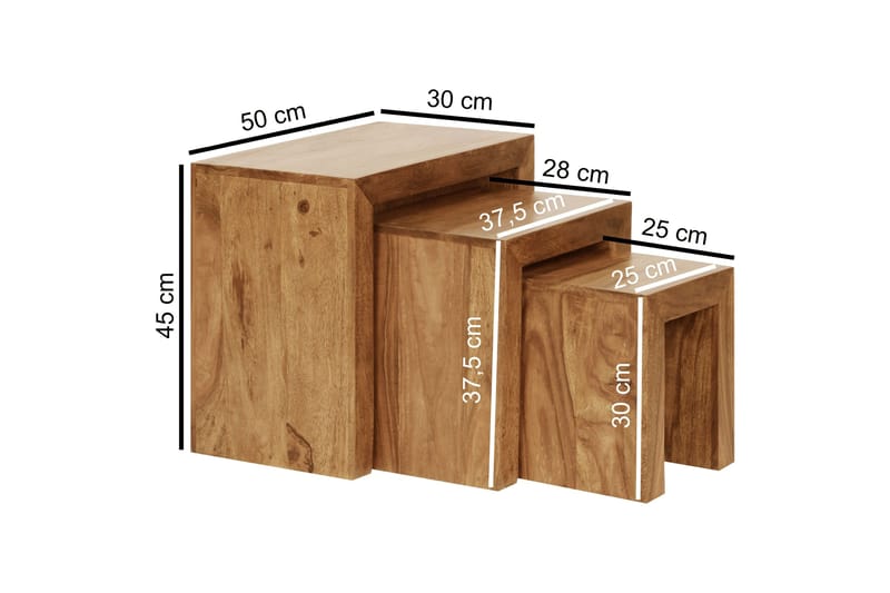 Magitt Settbord 45 cm 3 Bord - Akasie - Møbler - Bord - Sofabord & salongbord