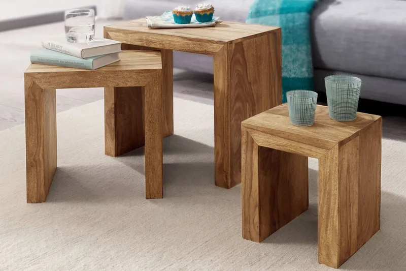 Magitt Settbord 45 cm 3 Bord - Akasie - Møbler - Bord - Sofabord & salongbord