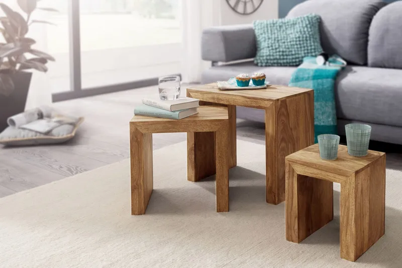 Magitt Settbord 45 cm 3 Bord - Akasie - Møbler - Bord - Sofabord & salongbord