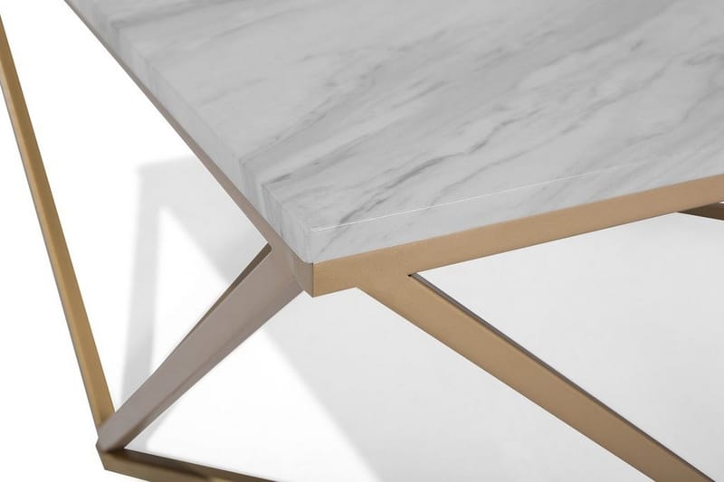 Malibu Kvadratisk Sofabord 80 cm i Marmor med Metallstativ - Hvit - Møbler - Bord - Sofabord & salongbord