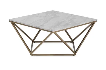 Malibu Kvadratisk Sofabord 80 cm i Marmor med Metallstativ - Hvit - Møbler - Bord - Sofabord & salongbord
