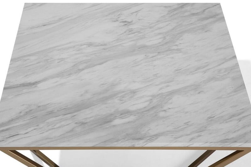 Malibu Kvadratisk Sofabord 80 cm i Marmor med Metallstativ - Hvit - Møbler - Bord - Sofabord & salongbord