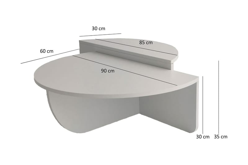 Malling Sofabord 90x30x90 cm Oval - Hvit - Møbler - Bord - Sofabord & salongbord