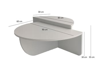 Malling Sofabord 90x30x90 cm Oval - Hvit - Møbler - Bord - Sofabord & salongbord