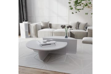 Malling Sofabord 90x30x90 cm Oval - Hvit - Møbler - Bord - Sofabord & salongbord