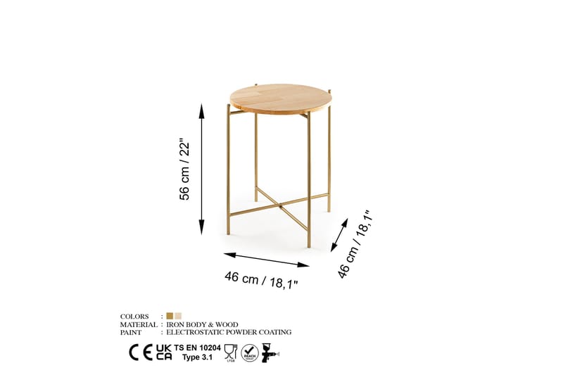 Mamta Rundt Sofabord 46 cm i Lyst Tre - Lys Natur - Møbler - Bord - Sofabord & salongbord