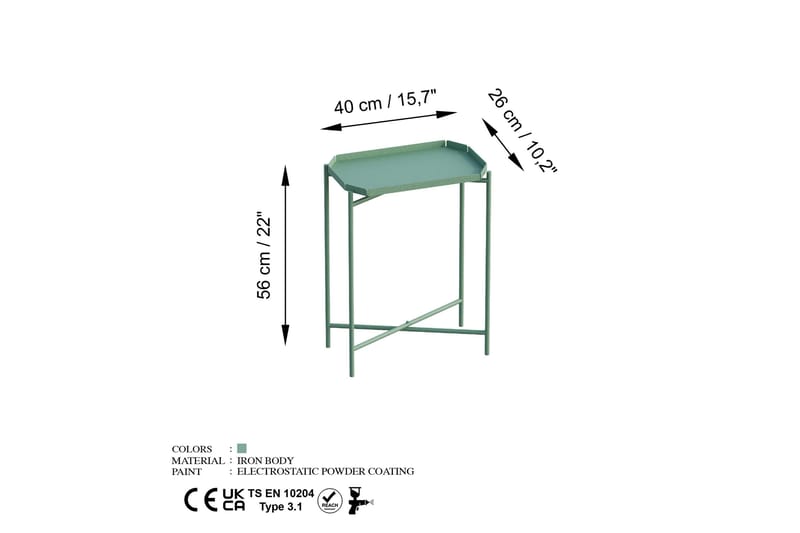 Mamta Sofabord 26 cm - Green - Møbler - Bord - Sofabord & salongbord