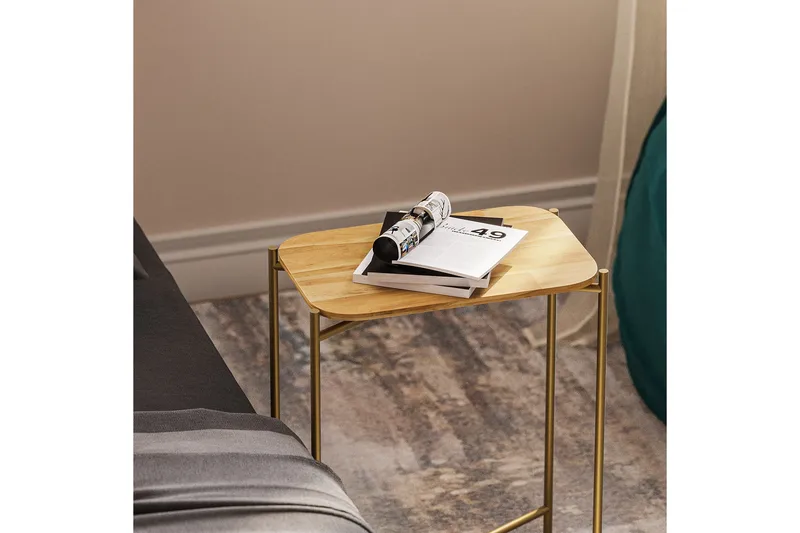 Mamta Sofabord 40 cm - Gull/Naturell - Møbler - Bord - Sofabord & salongbord