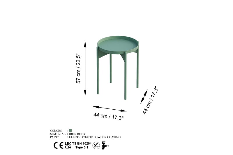 Mamta Sofabord 44 cm - Green - Møbler - Bord - Sofabord & salongbord