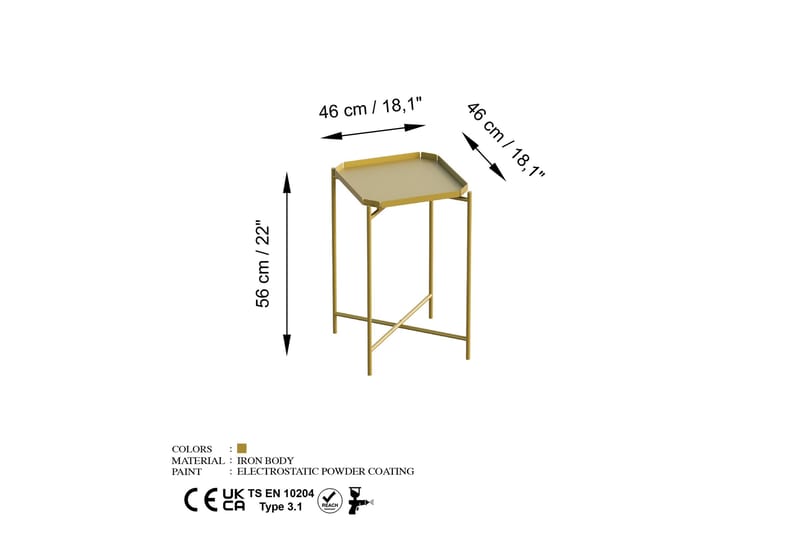 Mamta Sofabord 46 cm - Gull - Møbler - Bord - Sofabord & salongbord