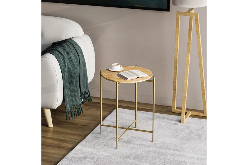 Mamta Sofabord 46 cm - Gull/Naturell - Møbler - Bord - Sofabord & salongbord