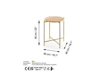 Mamta Sofabord 46 cm - Gull/Naturell - Møbler - Bord - Sofabord & salongbord