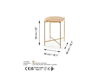 Mamta Sofabord 46 cm - Gull/Naturell - Møbler - Bord - Sofabord & salongbord
