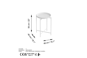 Mamta Sofabord 46 cm - Hvit - Møbler - Bord - Sofabord & salongbord