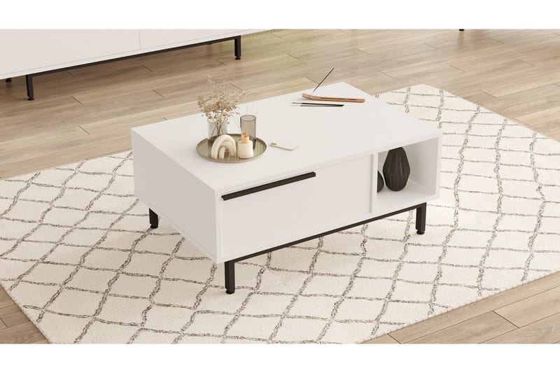 Manku Sofabord 90 cm - Hvit - Møbler - Bord - Sofabord & salongbord