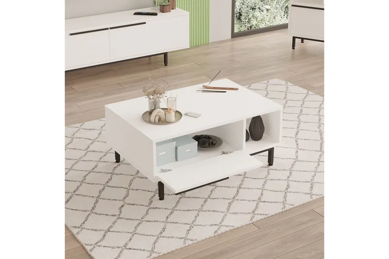 Manku Sofabord 90 cm - Hvit - Møbler - Bord - Sofabord & salongbord