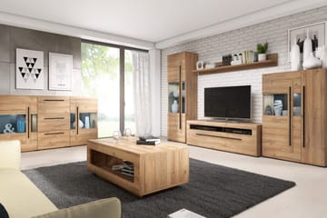 Maricruz Sofabord 110 cm med Oppbevaringshylle - Tre/Natur - Møbler - Bord - Sofabord & salongbord