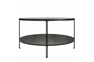 Marinko Rundt Sofabord med Hyller i Glass og Metall - Klar - Møbler - Bord - Sofabord & salongbord